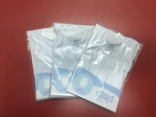 BODY NEONATO ELLEPI 100% COTONE SPALLA LARGA  ART. AF 840 Conf.3 Pz