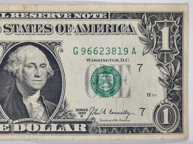 1969B  Series $1 ONE Dollar Federal Reserve Note