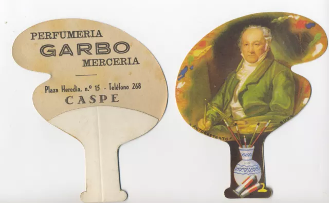 CASPE. Año 1950 Pay Pay de cartón de tipo PUBLICITARIO "Autorretrato". Goya.