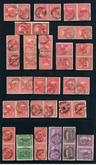 TASMANIA • Selection of 20+ cds Postmarks on Pairs of Pictorials