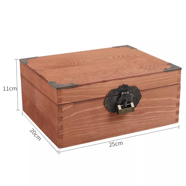 Rustic Wooden Petty Cash Storage Boxes Security Money Safe Box Lock Lockable Box