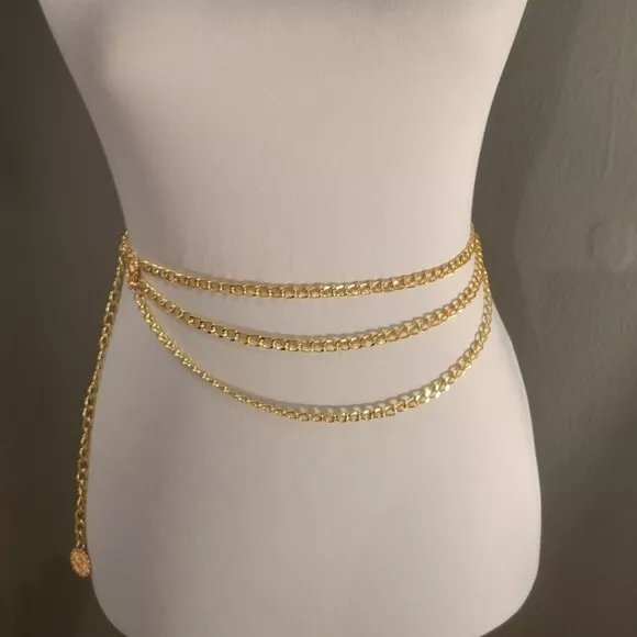 Layered gold chain belt