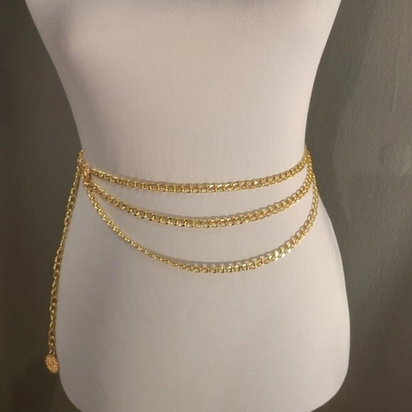 Layered gold chain belt