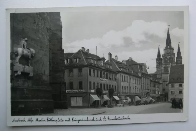 AK Ansbach Mfr. Martin Lutherplatz mit Kriegerdenkmal als Feldpost 1939 gelaufen