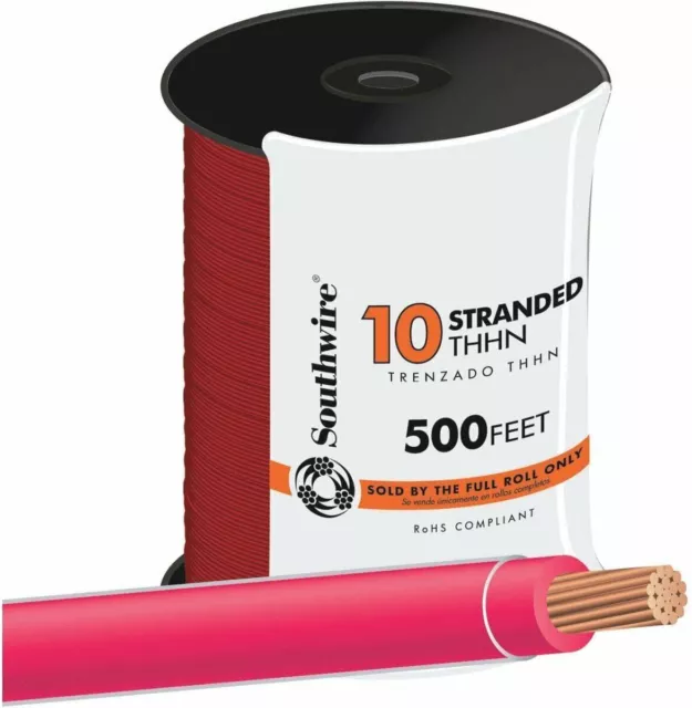 Southwire Building Wire Stranded Copper 10 Ga, 1 Conductor 30 Amp 600 V 90...