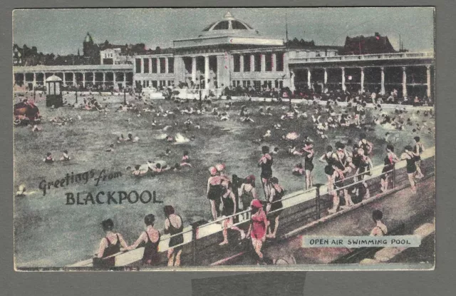 Vintage postcard Open Air Swimming Pool, Blackpool, Lancashire. Unposted.