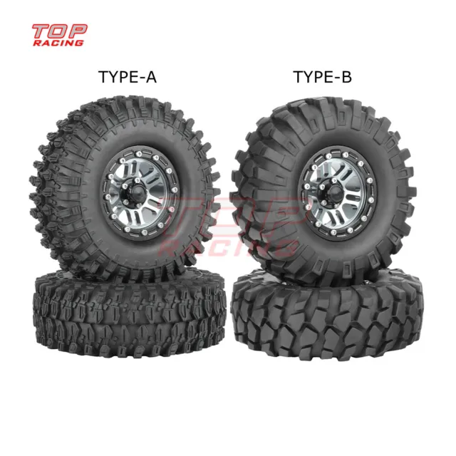 Rock Crawler 1.9" Tires 108mm W/ Metal Beadlock Wheel For 1/10 Rc Car SCX10 JEEP