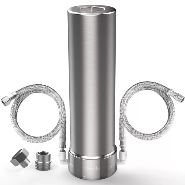 Sistema de filtro de agua debajo del fregadero SimPure V7 de 5 etapas 20,000 galones acero inoxidable