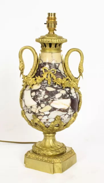 Antique French Louis XVI  Revival Ormolu Mounted Marble  Table Lamp C1860 19th C