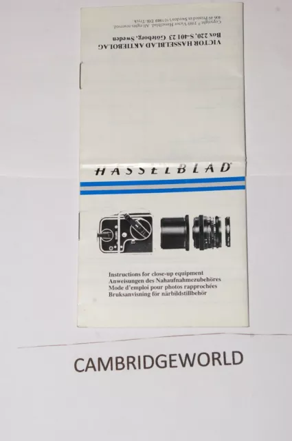 HASSELBLAD INSTRUCTION MANUAL GUIDE BOOK for CLOSE UP EQUIPMENT GENUINE ORIGINAL