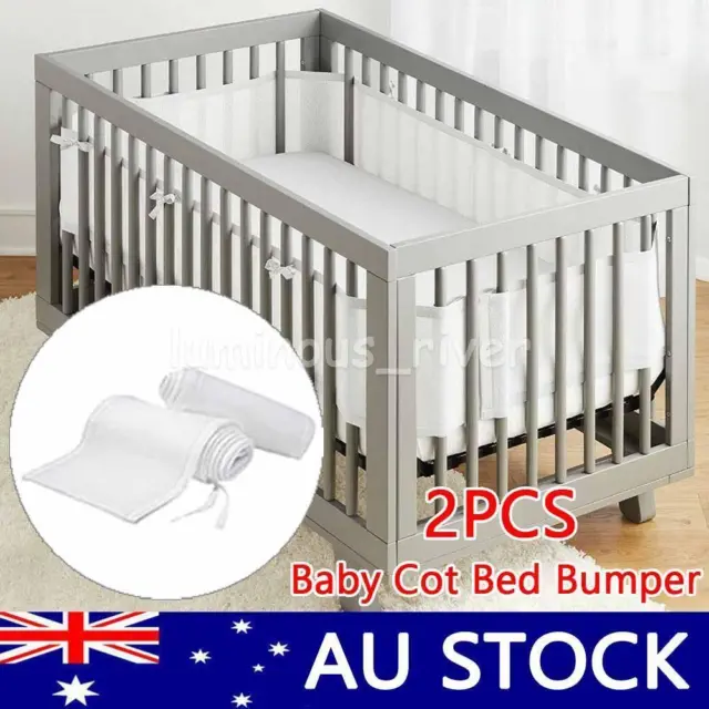 2x/set Baby Breathable Air Mesh Crib Liner Wrap Nursery Cot Bed Bumper Crib