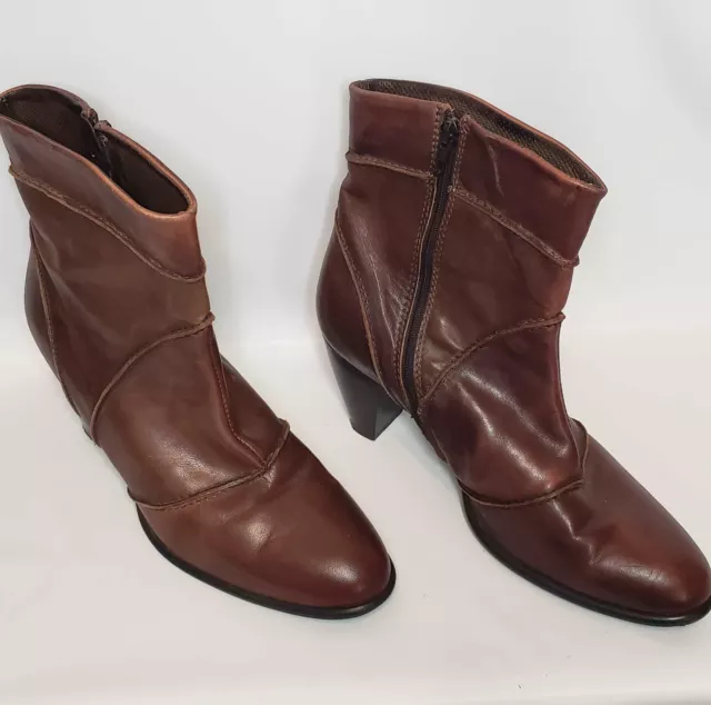 Sesto Meucci Women's Leather Ankle Boots W/Zip Made in Italy Brown SZ 10