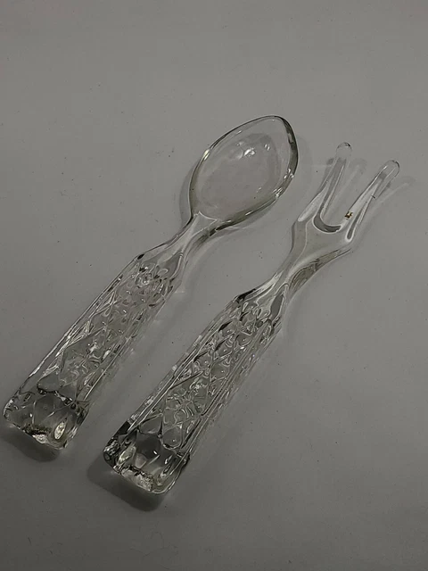 Anchor Hocking Wexford  Clear Glass Spoon & Fork Salad Serving Set