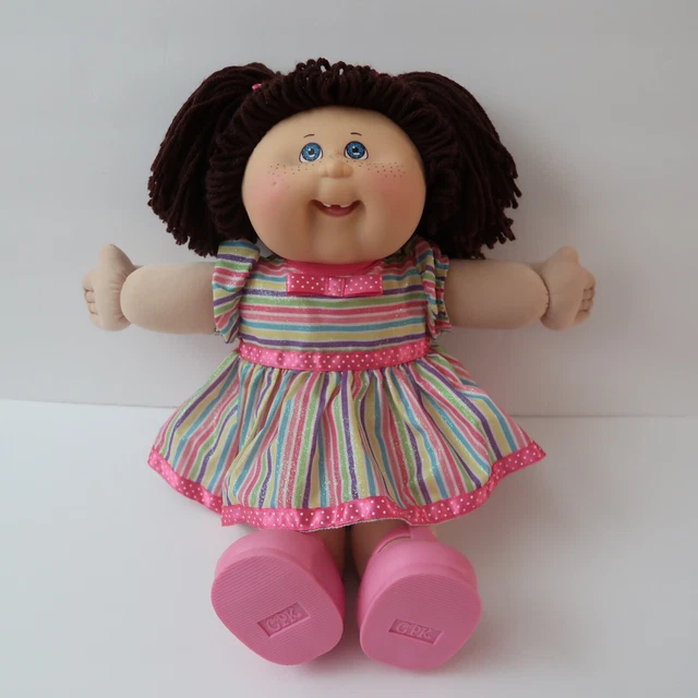 CABBAGE PATCH KIDS Doll VTG Brown Hair Blue Eyes Dimple Pigtails Outfit