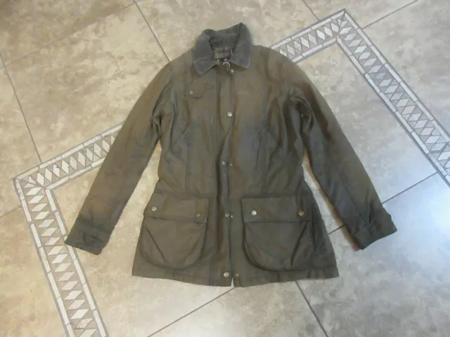 Vtg Barbour Wax Cotton Oilskin Coat Jacket Women Sz 10 Western Hunting Truckers Vtg Barbour Wax Cotton Oilskin Coat Jacket Women Sz 10 Western Hunting Truckers