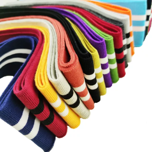 Striped Knit Cuff Waistband Leg Arms Rib Trim Jersey Ribbed Fabric Stretch 3