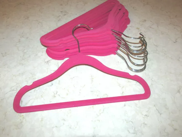 Pack of  9 Kids Hot Pink Velvet Non-Slip Clothes Hangers Slim design Sturdy