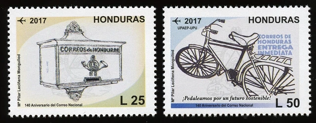 Honduras 2018 Postwesen Briefkasten Fahrrad 140 Jahre Post Postfrisch MNH