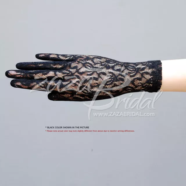 Fabulous Stretch Flower Pattern Lace Gloves Wrist Length 2BL