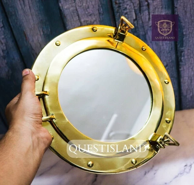 Portilla Espejo Ventana Latón 27.9cm Náutico Para Hogar Decorativo