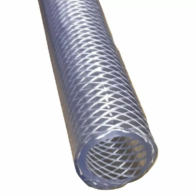 32mm Clear Braided PVC Hose Pipe Tube Reinforced  Water Per Metre 2 Metre 2m