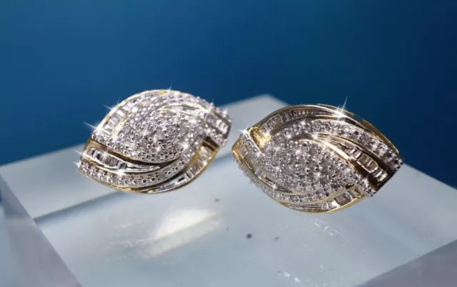 Heng Ngai Vermiel Gold 925 Sterling Silver Natural Diamonds Stud Earrings