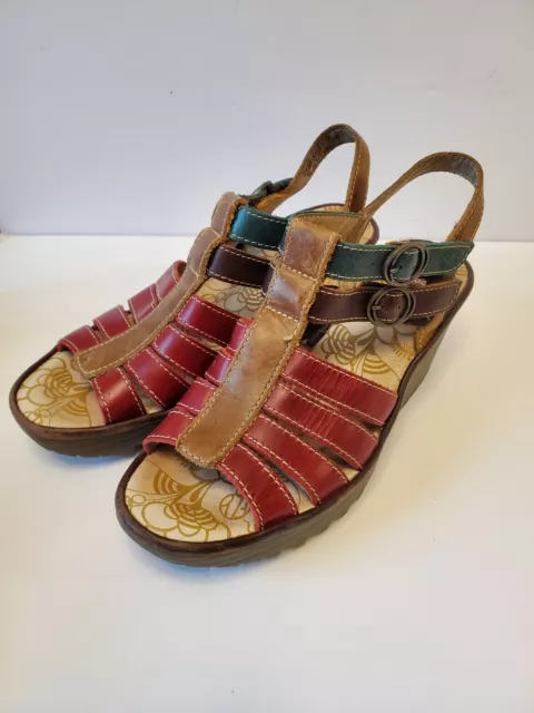 Womens Fly London us sz 8 Ygot  Wedge Sandals Heels Size 39 multi