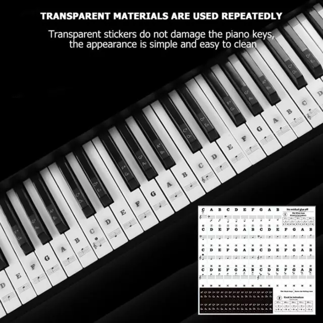 Removable Key Stickers for 37 49 54 61 88 Keys Electronic Keyboard Piano 3