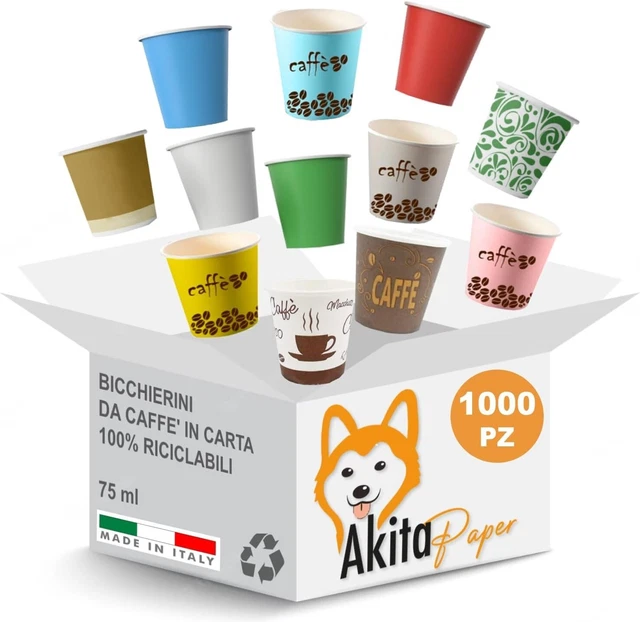 Pack 100 Bicchierini Di Carta Per Caffè Monouso 75ml Colorati Biodegradabili - Foto 11