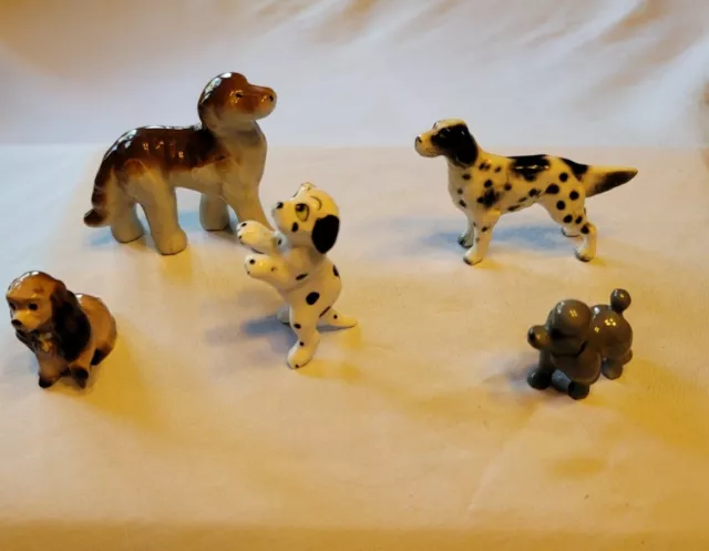 Vtg Ceramic Dog Figurines Poodle Retriever Dalmatian Cocker Spaniel Miniatures
