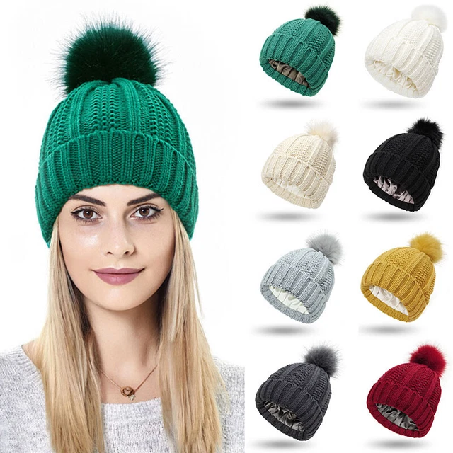 Donna Uncinetto Maglia Berretto Caldo Elasticizzato a Righe IN Lana Sci Inverno