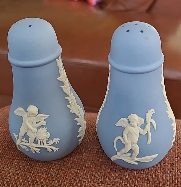 Vintage Keilholz Jaspisware Salz & Pfeffer blau und weiß Cruets