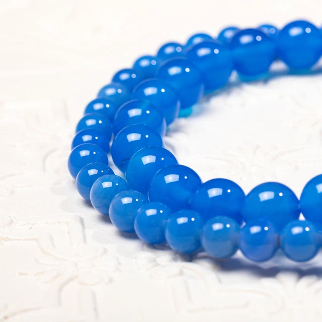 Blue Agate Calming stone Natural Gemstone Round Beads Healing Crystal 6mm