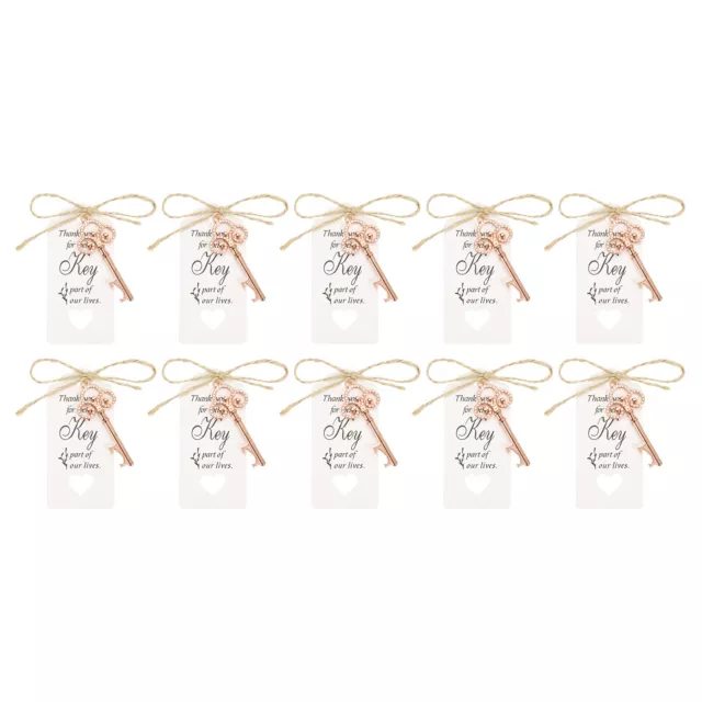 50Pcs Vintage Key Bottle Opener with Tag Cards and Jute Rope, Rose Gold
