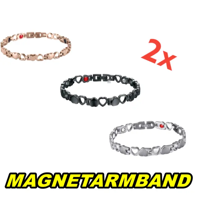 Bracelet Femme Cœur Champ Magnétique Noir Argent Or