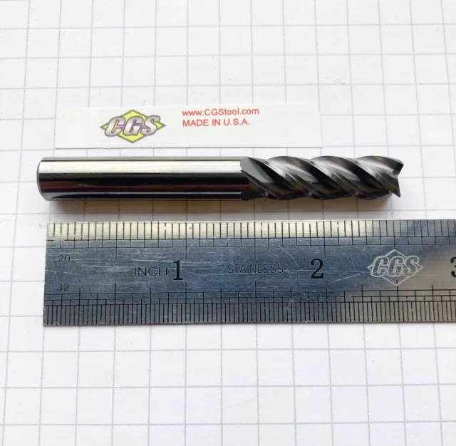 LOT# 2662: HI VELOCITY 4FL 5/16" DIA x 1" LOC x 2-1/2" OAL CGS ENDMILL UNCOATED