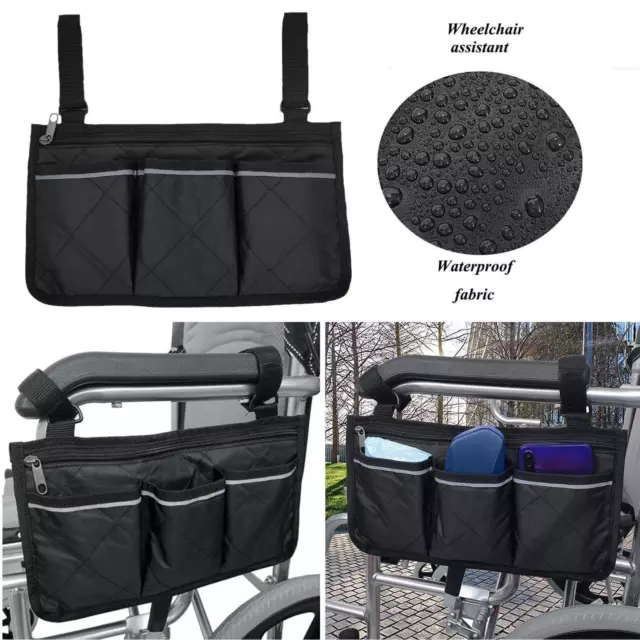 Universal Wheelchair Side Bag Zip Pocket Storage Bag Pouch✨ Organize V8L8