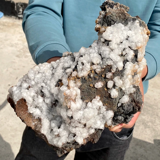 6.3LB Black carbon and sand mixed in quartz crystal cluster-AE921