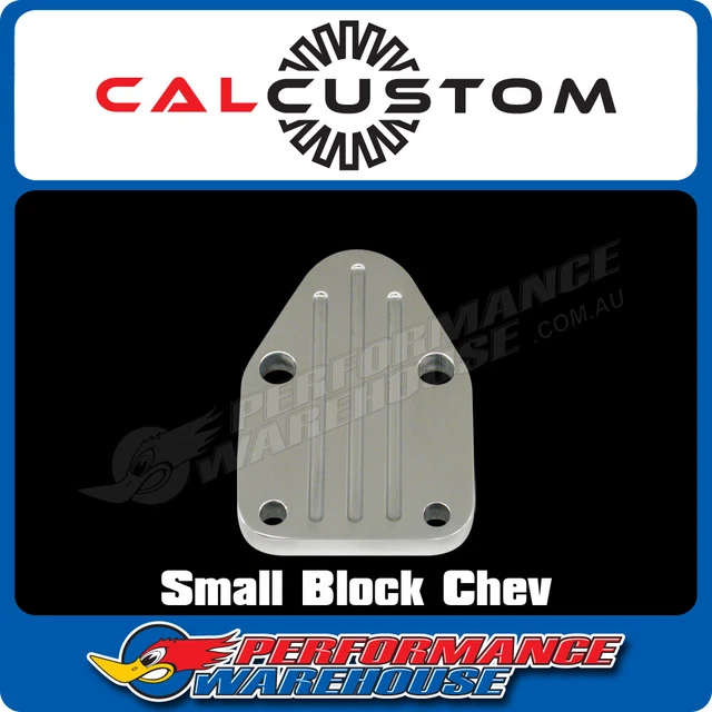 Small Block Ford Chrome Fuel Pump Block Off Plate Kit For 289, 302, 351W Engines - Includes Bolts
