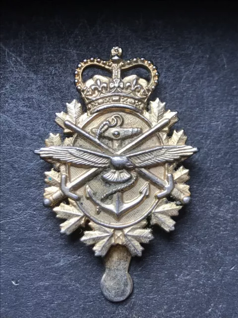 Original kanadische Streitkräfte Armee Rekrute Tri Service Messing Kappe Abzeichen Kanada Militär