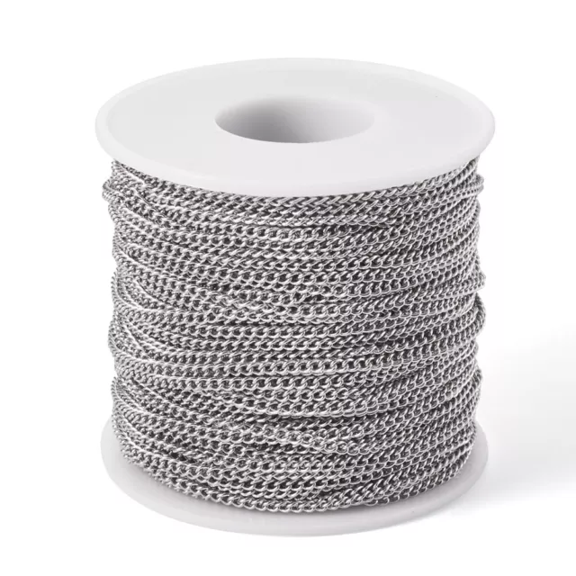 164 Feet Stainless Steel Curb Chains Twist Link Soldered 3x2mm DIY Necklace