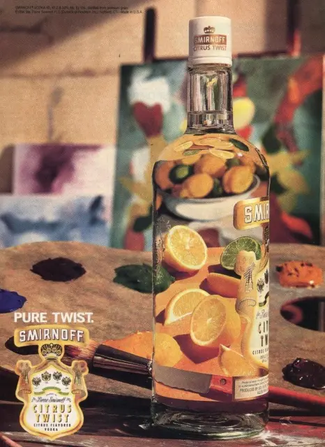 1994 Smirnoff Vodka Print Ad Citrus Twist- Artist Studio Scene-Painting-Art-