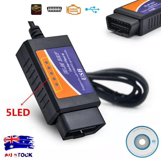 ELM327 Interface USB OBDII OBD2 Diagnostic Auto Car Scanner Scan Tool Cable