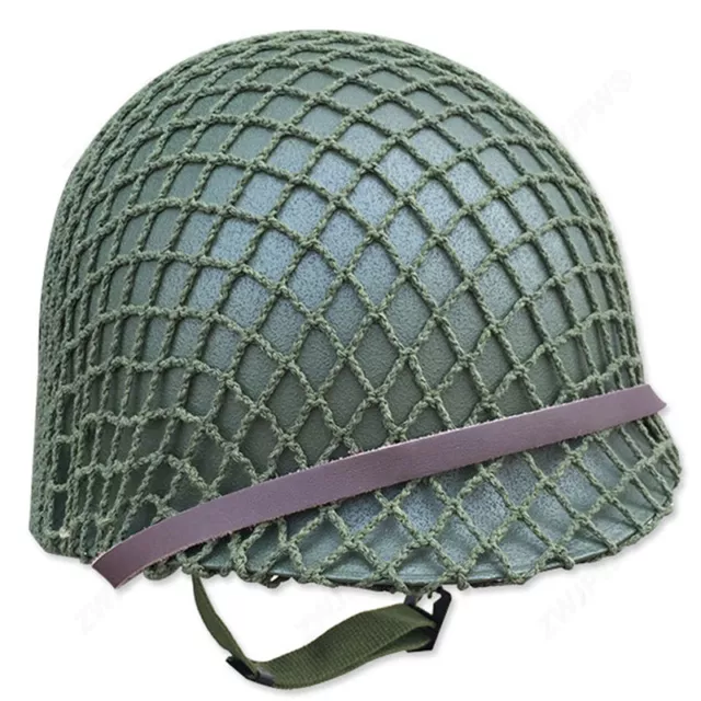 Replica WWII US ARMY M1 MILITARY STEEL HELMET w/ CAMOUFLAGE NET COVER Cos Props