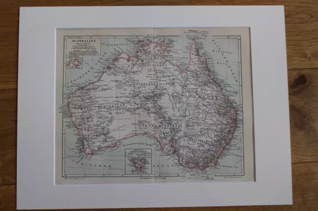 Grafik Chromo-Lithographie von 1894 alter Druck alte Landkarte von Australien