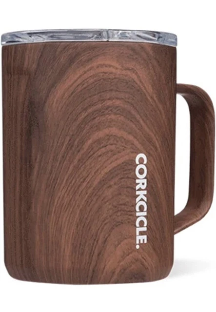 Corkcicle Coffee Mug With Lid Walnut Wood Design 16 oz NWT