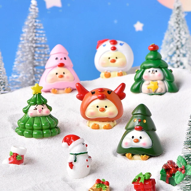 Christmas Tree Elk Deer Snowman Figurine Model Garden Fairy Decor Accessori7H