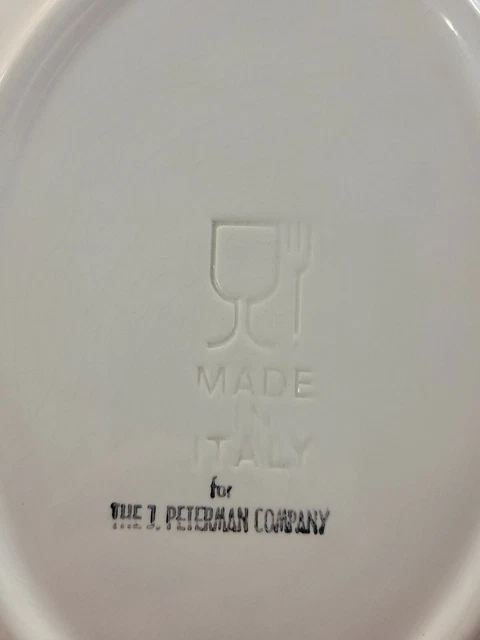 PETERMAN CO ITALIAN WHITE GLAZED POTTERY Oval Dinner Plates 10"×12" DD1 3
