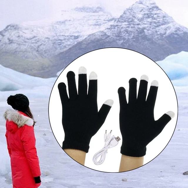 2x Gants Chauffants USB à Tricoter Au Doigt pour Les Femmes et Les Hommes En