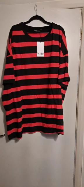 Yours plus size black striped 100% cotton t-shirt BNWT size 26/28